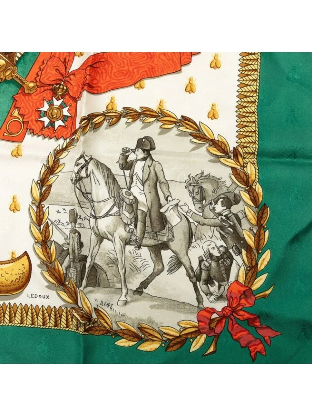 Hermes Carre 90 Napoleon Scarf Green